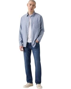 Levi's Men's Around The Corner Blue Dark Wash 505 Jeans